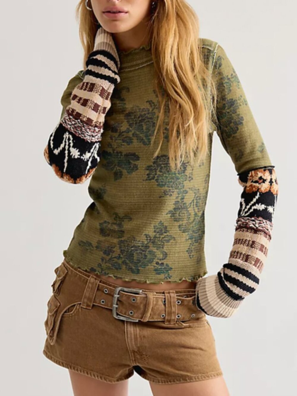 Free People We The Free Bold Bowery Cuff Top Deep Olive Combo